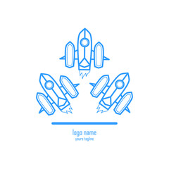 nice line rocket logo design for technology companies
