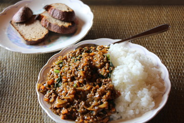 keema curry rice , minced meat curry rice