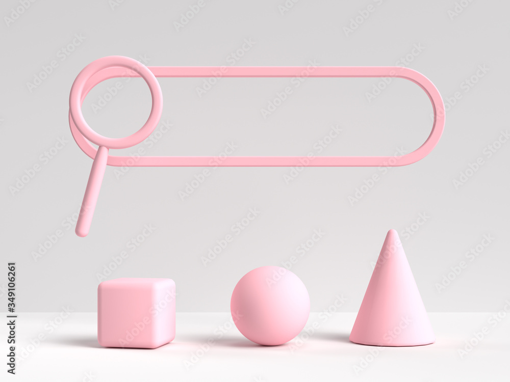 Poster abstract pink frame search icon 3d rendering