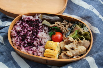 Japanese lunchbox of decorated wooden