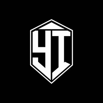 yi logo monogram with emblem shape combination tringle on top design template