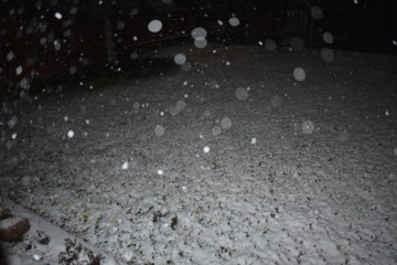 Abstract snowflakes falling in dark