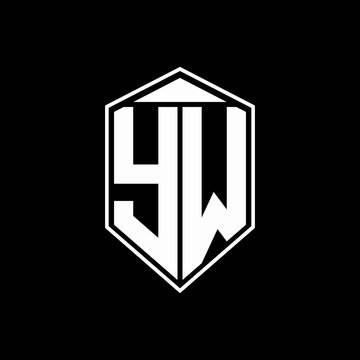 yw logo monogram with emblem shape combination tringle on top design template