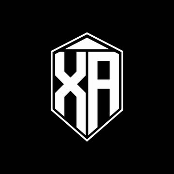 xa logo monogram with emblem shape combination tringle on top design template