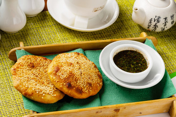 Onion cakes, lunch, Chinese Asian traditional dish