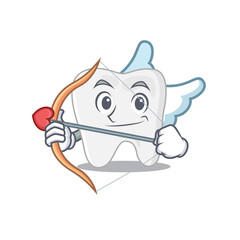 Tooth in sweet romantic cupid cartoon drawing with arrow
