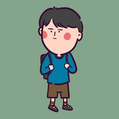 cartoon illustration of a cute boy