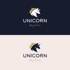 Fototapeta premium Strong Unicorn logo design vector illustration 