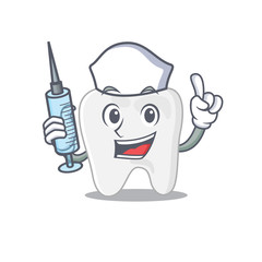 Tooth humble nurse mascot design with a syringe