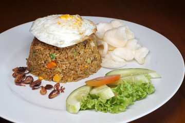 Chicken fried rice with egg topping