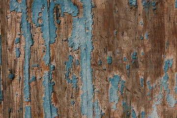 Vintage wood background blue and red texture with knots and nail holes