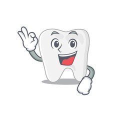 Tooth mascot design style showing Okay gesture finger