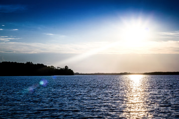 sunset over the lake