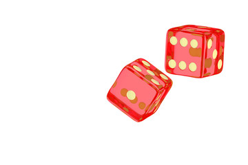 3Dレンダリングによる透明なサイコロのイラスト