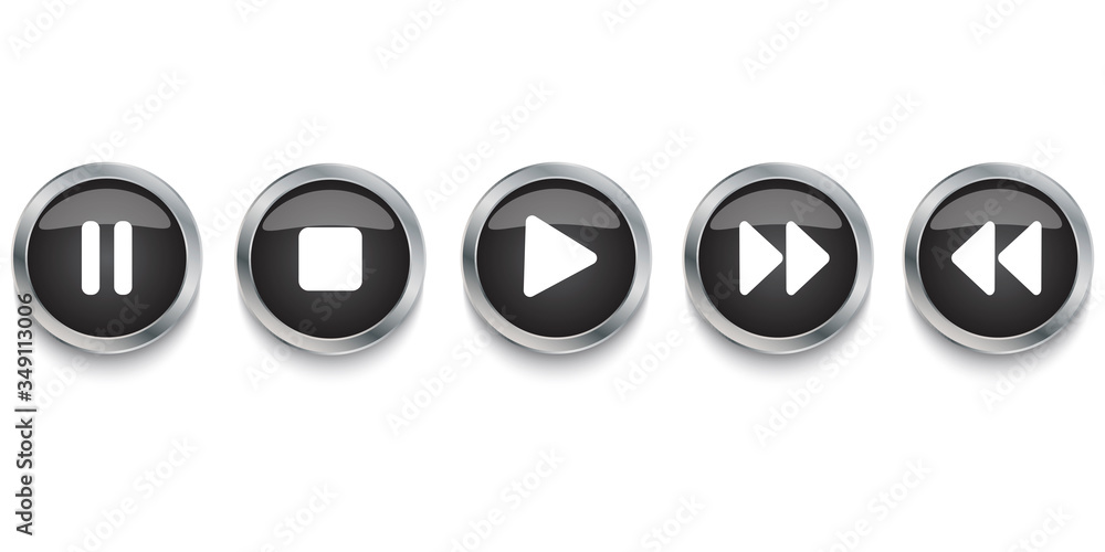 Aufkleber the buttons of the player are different. media player control. vector image. stock photo.