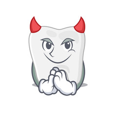 Tooth clothed as devil cartoon character design concept