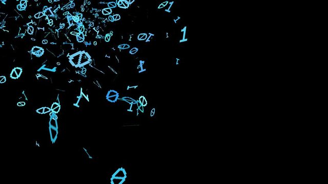 1s and 0s Cyan Programing Computer Code Technology in a Seamless Particle Loop - Big Data Systems