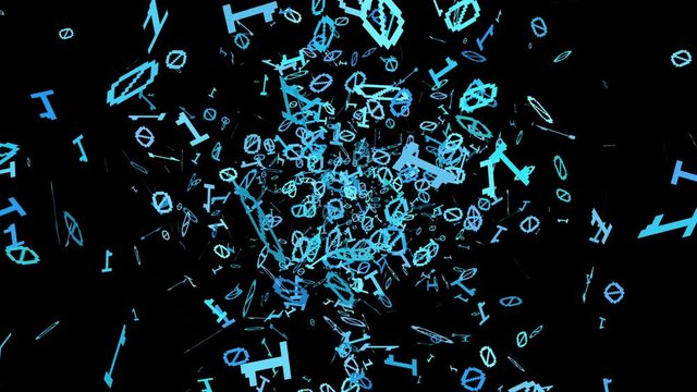 1s and 0s Cyan Programing Computer Code Technology in a Seamless Particle Loop - Big Data Systems