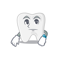 Mascot design style of tooth with waiting gesture