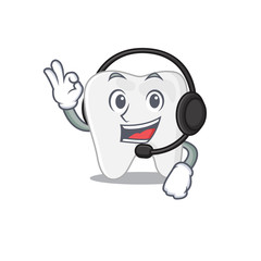 Fototapeta premium A stunning tooth mascot character concept wearing headphone