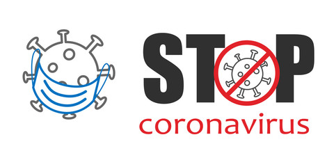 Face mask on a virus as a concept of protection against coronavirus for apps and websites. Stock vector illustration on white background. Isolated