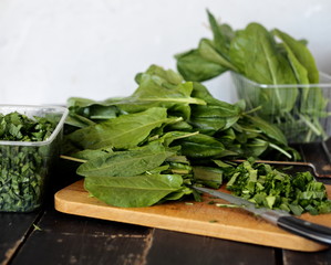 Natural sorrel herbs for cooking various healthy vegetarian dishes.