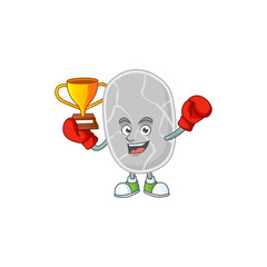 Proudly face of boxing winner nitrospirae cartoon character design