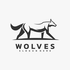 Vector Logo Illustration Wolves Simple Mascot Style