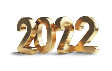 2022 golden bold letters 3d-illustration isolated