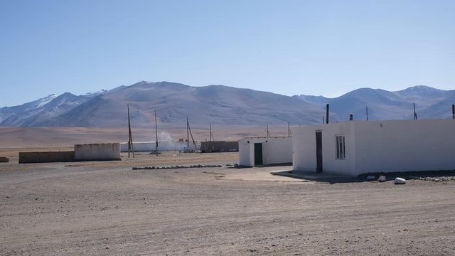 Pamir. Khorog. High mountains. Gorges. Mountain rivers. Rocks. Dangerous road. Roof of the world. Hard living conditions.