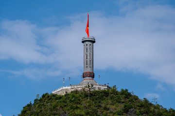 Lung Cu Flagpole, a momument in the northernmost province of Vietnam - Ha Giang. The monument marks...