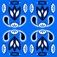 seamless pattern with flowers and leaves paisley style