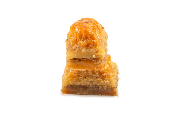 Delicious sweet baklava isolated on white background.