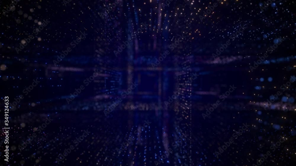 Poster concept of digital, datacenter, motion graphic with particle grid. futuristic big data visualization