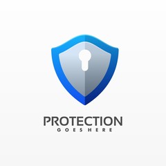 Vector Logo Illustration Protection Gradient Colorful Style