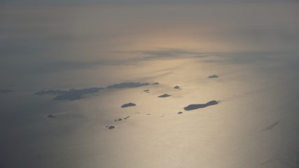 This is a picture of the sea taken on the plane to Jeju Island.