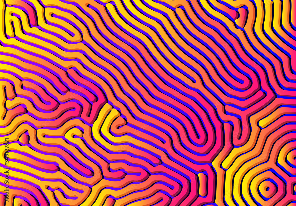 Poster Abstract background with optical illusion generative pattern and vibrant fluid psychedelic colors