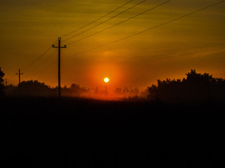power lines at sunset