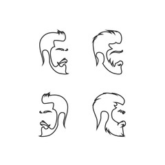 men beard and hair cut vector illustration design