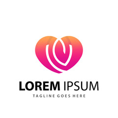 Awesome Gradient Letter N Love Company Modern Logo Design Template Premium