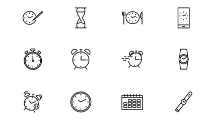 Time and Clock set icons.Timer, Speed, Alarm, Time Management, Calendar and more. vector design