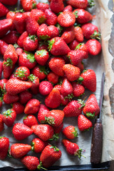 Box tray of fresh strawberries