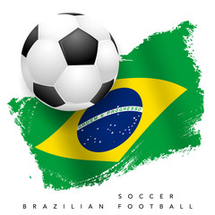 Grungy Brazilian flag with soccer ball
