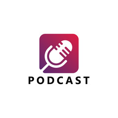 Modern Podcast Logo Template Design