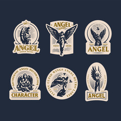 Vintage emblems with women angels.