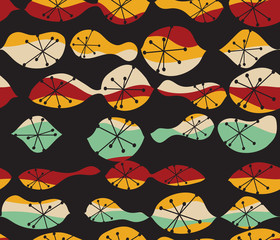 Halverwege de eeuw abstracte vormen achtergrond, kleurrijke retro patroon, 1950 stijl vintage achtergrond, vector