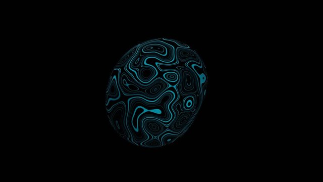 Abstract 3d animation, 4k looped motion of a futuristic black and blue shape.