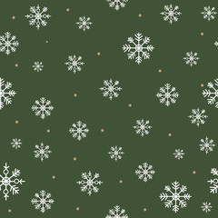 seamless snowflakes shape with green colored background in look brown kraft paper