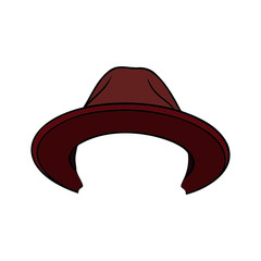 Vector drawing of a brown hat that is pushed back. isolated, for placing in picture compositions.