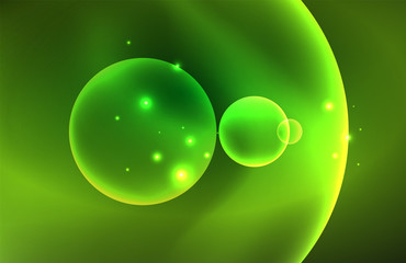 Neon shiny transparent glowing circles with light effects. Techno futuristic vector abstract background For Wallpaper, Banner, Background, Card, Book Illustration, landing page